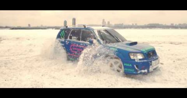 Subaru automobile - Subaru STI drifting in snow [HD]