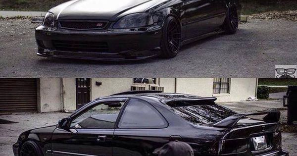 #honda #civic #ek #coupe #slammed #stance #blackout | See more about Honda Civic, Taking Pictures and All Black.