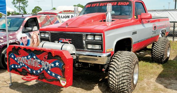 Lifted red GMC Sierra all set up -_z mud_racing_in_florida custom_gmc_truck | See more about Trucks, Tractor Pulling and Racing.
