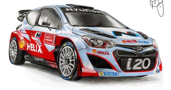 Cool drawing by artist Eray CoA?kun of the new i20 WRC | See more about Cool Drawings, Drawing and Artists.