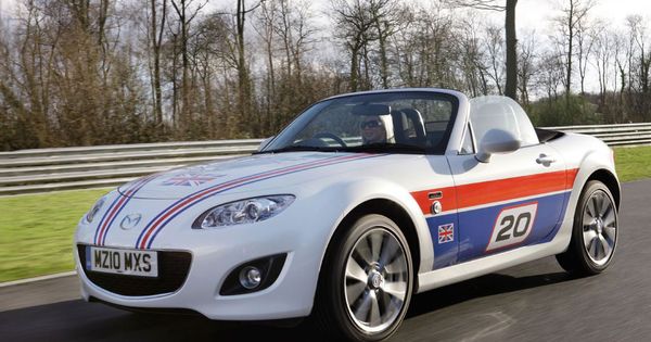 Mazda MX-5 20th Anniversary featuring Union Jack showroom decals 2010 | See more about Mazda, Union Jack and Showroom.