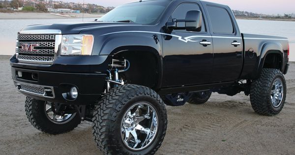 Black real nice lifted 2014 GMC Sierra truck | See more about Trucks, Lifted Trucks and Monster Trucks.