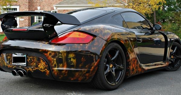 Porsche Cayman S with wicked paint job. fitting for a wicked car. | See more about Green Cars, Electric Cars and Porsche.