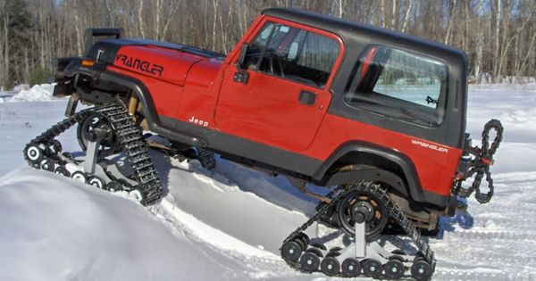 Winter Play Thing ~ Jeep Wrangler on Snow Trax! | See more about Jeeps, Old Jeep and Snow.