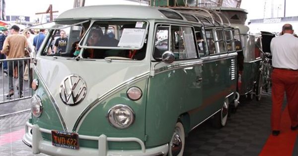 A Deluxe Samba 23-window bus, outfitted with a color-matched 1971 camper, sold for nearly $130,000 at the Barrett-Jackson auction in Arizona last weekend. | See more about Samba, Volkswagen and Vw Bus.