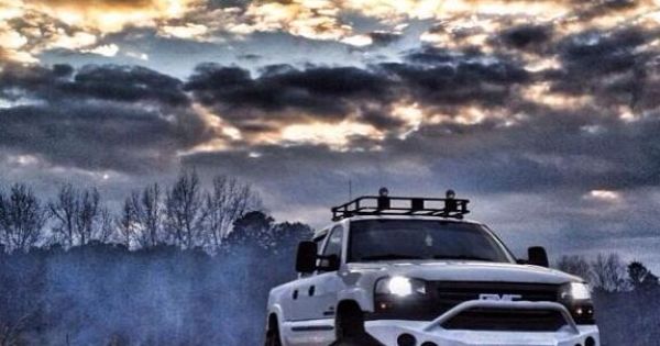 white lifted GMC Sierra Truck nice sunset | See more about Trucks, I Am Legend and Chevrolet.