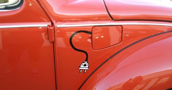 Clever gas flap design for Beetle converted to electricity. | See more about Beetles and Design.