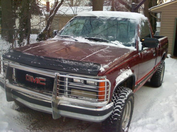 Red GMC Sierra Lifted in Manitoba winter snow | See more about Winter Snow, Snow and Cars.
