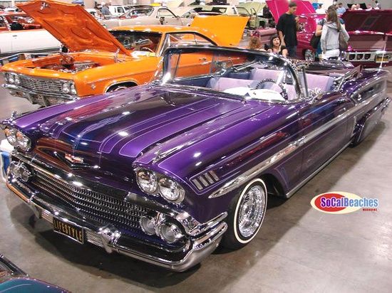 Purple 1955 Chevy Classic Custom Lowrider | See more about Vehicles, Lowrider and Cars.