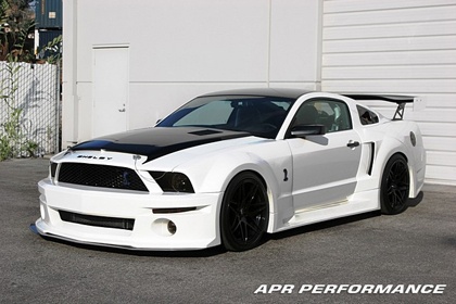 White Ford Mustang with GT-R Wide Body Kit | See more about Ford, Classic cars and Cars.