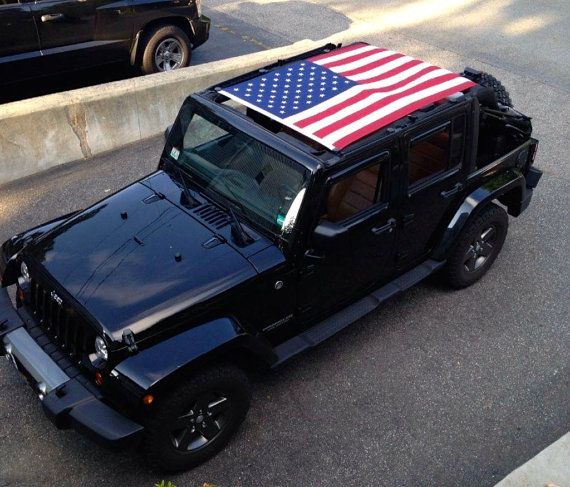Jeep Wrangler American flag sun screen top by JeepWranlgerLife | See more about Jeep Wranglers, Jeeps and American Flag.