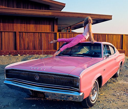 1966 Playboy Playmate of The Year Allison Parks and her 1966 Dodge Charger. | See more about Dodge Chargers, Playboy Playmates and Pink Ladies.