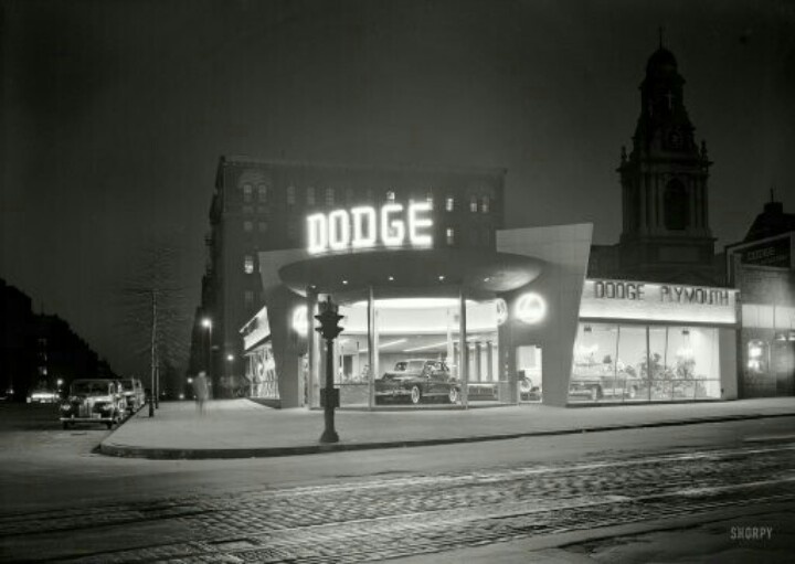 L Motors Dodge dealership at 175th and Broadway, NYC.  March 1948. | See more about Nyc and Html.